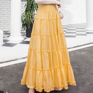 Yellow Maxi Boho Skirt - 1X